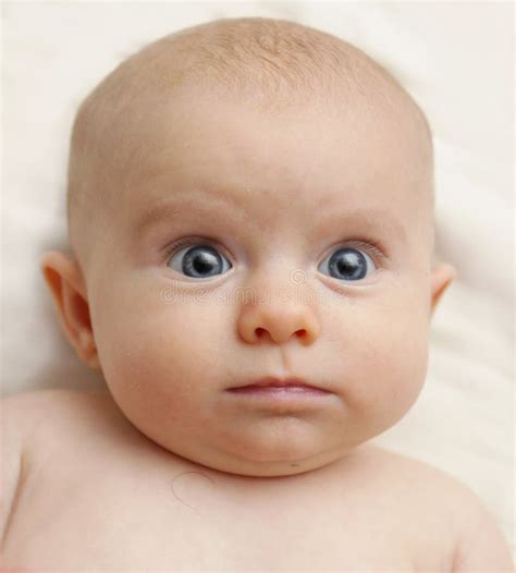 Silly Funny Big Eyed Chubby Baby Stock Image - Image of determined ...