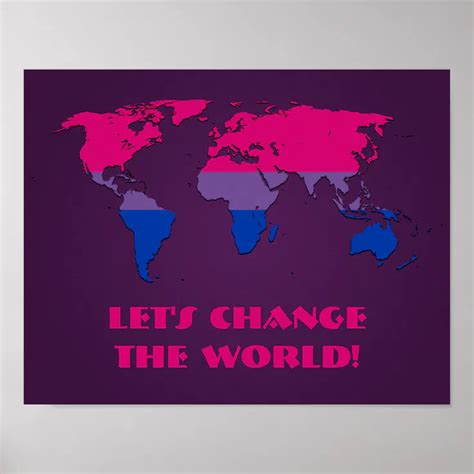 Bisexuality pride world map poster | Zazzle