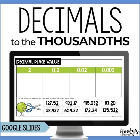 Decimal Place Value Sorts – Decimals to the Thousandths