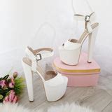 White Peep Toe Ankle Strap High Heel Platform Shoes – Tajna Club