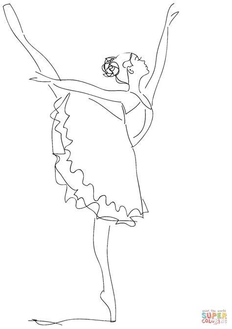 a black and white drawing of a ballerina