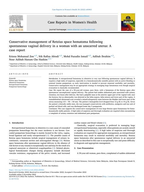 (PDF) Conservative management of Retzius space hematoma following ...