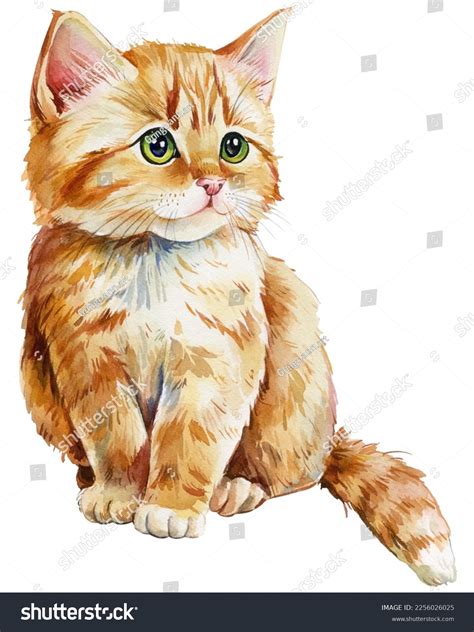 Cute Kitten Hand Drawing Red Cat Stock Illustration 2256026025 | Shutterstock