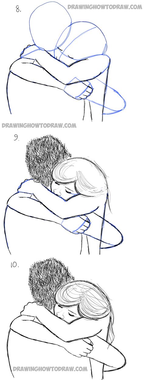 How to Draw Two People Hugging : Drawing Hugs Step by Step Drawing ...