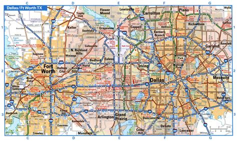 Dallas city interstate highway map road free toll I20, I30, I35W, I35E, I45, I635, I820 - U.S.