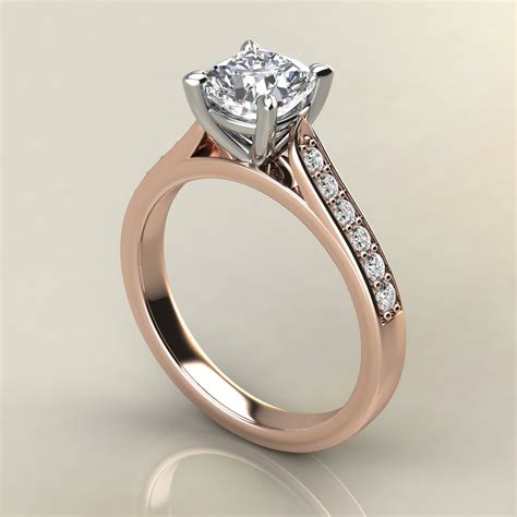 Classic Cathedral Cushion Cut Swarovski Engagement Ring - Yalish Diamonds