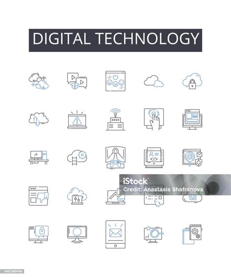 Digital Technology Line Icons Collection Strategy Forecasting Scheduling Projections Initiatives ...