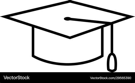 Black outline education icon - graduation cap Vector Image