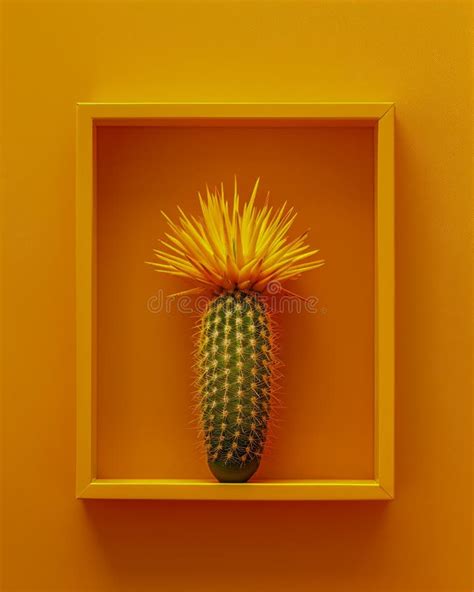 Abstract Art Photograph of a Yellow Cactus in a Matching Yellow Frame ...