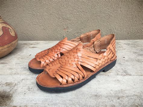 Vintage Mexican huarache sandals Women's Size 9.5 tanned leather boho ...