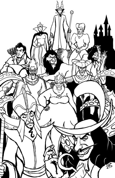 Collection of Disney Villains Coloring Pages - Free Printable