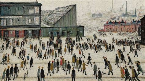 LS Lowry Going to the Match painting rehung in Salford - BBC News