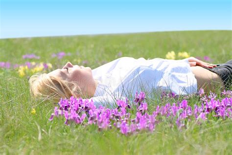 Girl lying in grass stock image. Image of fresh, life - 10249355