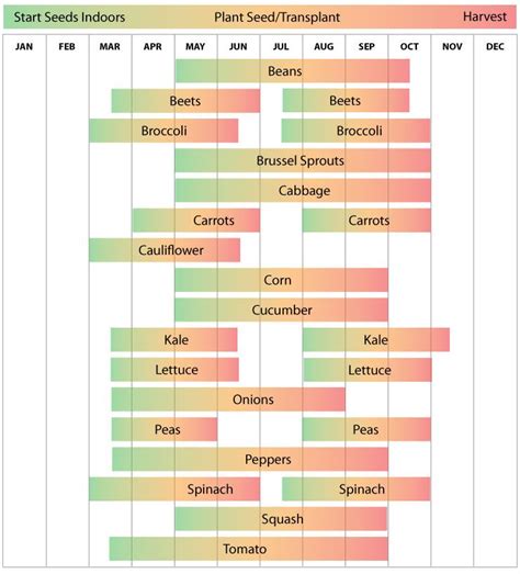 Growing Chart For Vegetables By Zones