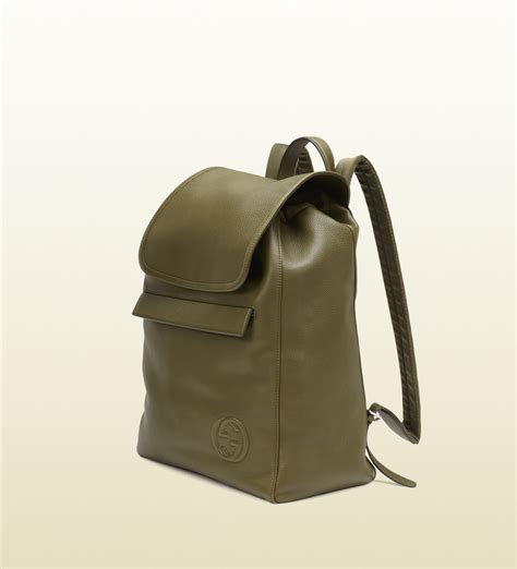 Gucci Green Leather Backpack in Green for Men | Lyst