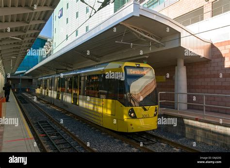 Metrolink tram at the Manchester Airport terminus, Manchester, England, UK Stock Photo - Alamy