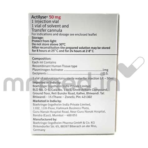 Buy Actilyse 50mg Injection Online: Uses, Price, Side Effects, and Substitutes