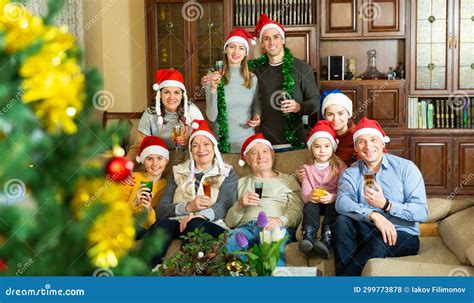 Happy Big Family Celebrates Christmas Stock Photo - Image of parent ...