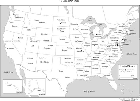 United States Map With States And Capitals Printable