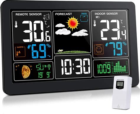 Weather Station Wireless Indoor Outdoor Weather Stations with Atomic Clock, Color Display Home ...