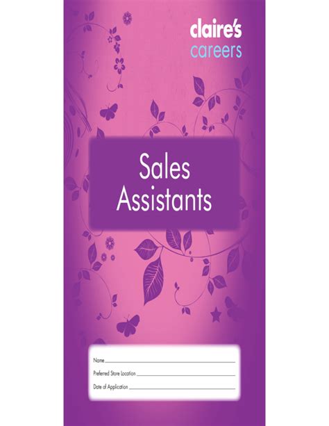 Claire's Sales Assistants Application Form Free Download
