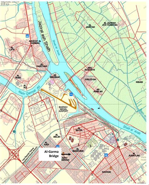 Location of Al-Garma Bridge in Basrah | Download Scientific Diagram