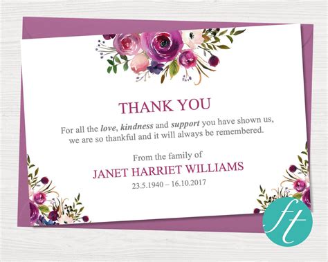 Free Funeral Thank You Cards Templates