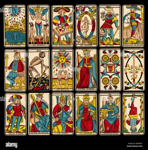 Selection Of Tarot Cards From Traditional Marseille Pack Stock Photo, Royalty Free Image ...