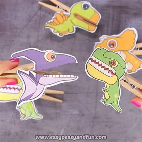 Dinosaurs Clothespin Puppets - Printable Paper Craft | Dinosaur crafts, Art for kids, Crafts for ...