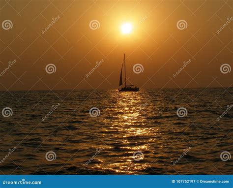 Sea sailboat at sunset stock image. Image of spruce - 107752197