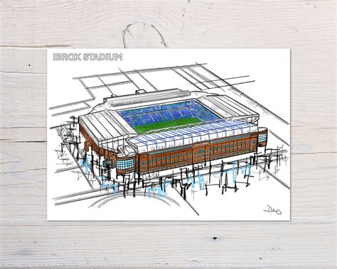 Ibrox Stadium - Rangers print, Football Print, Football Art, Glasgow, Football Wall Art ...