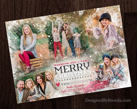 Unique Custom Blended Photo Collage Holiday Cards with Christmas ...