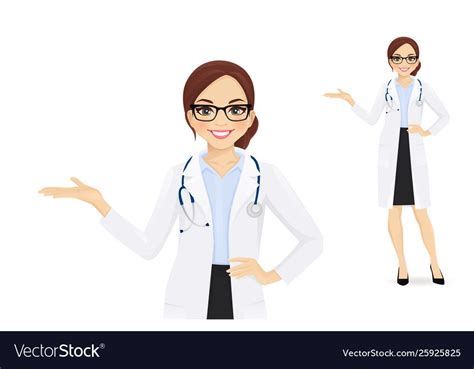 Female doctor presenting something isolated vector illustartion ...