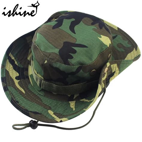 8 Colors Military Camouflage Bucket Hats Fishing Hats With Wide Brim Sun Fishing Bucket Hat ...