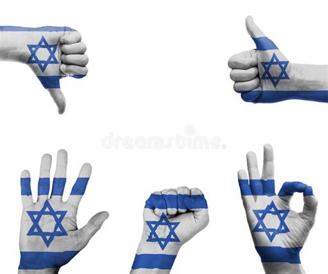 Hand Set with the Flag of Israel Stock Photo - Image of okay, human ...