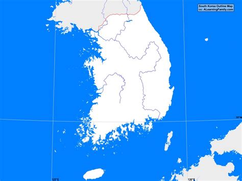 South Korea Outline Map - A Learning Family