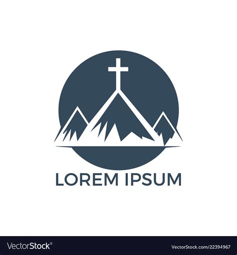 Baptist cross in mountain logo design Royalty Free Vector