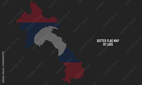 Flag Map of Laos with Halftone Dotted Effect Style Stock Vector | Adobe ...