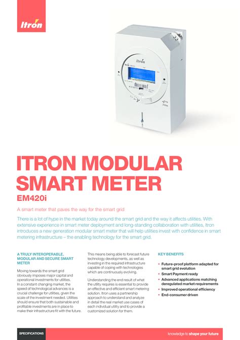 (PDF) ITRON MODULAR SMART METER Product Portfolio...The Itron modular smart meter family employs ...