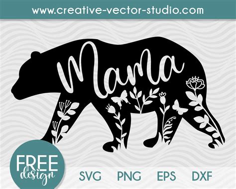 Free Mama Bear SVG, PNG, DXF Cut File | Creative Vector Studio