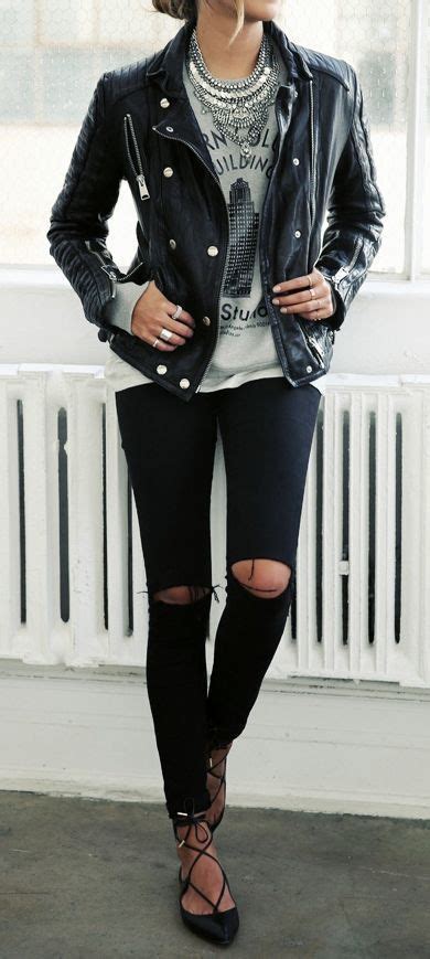 Rock outfits, Punk fashion, Leather jacket on Stylevore