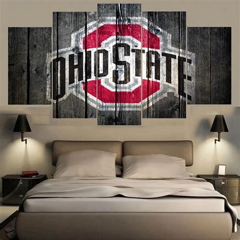 5 Panels Ohio State Buckeyes Modern Canvas Painting Calligraphy Wall Art HD Print Painting ...