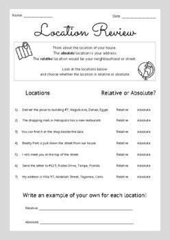 Relative and Absolute Location Lesson Plans & Worksheets | Lesson ...