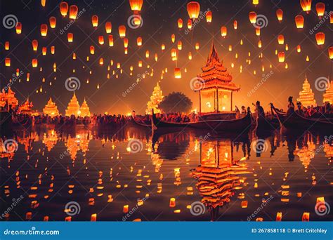 Thailand S Lantern Festival Stock Illustration - Illustration of tree ...