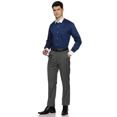 White Collar Solid Shirt In Navy Blue – The Formal Club