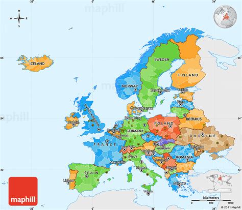 Political Simple Map of Europe, single color outside