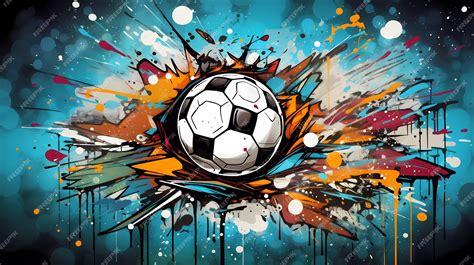 Premium AI Image | Soccer ball in flight in graffiti style on a bright background