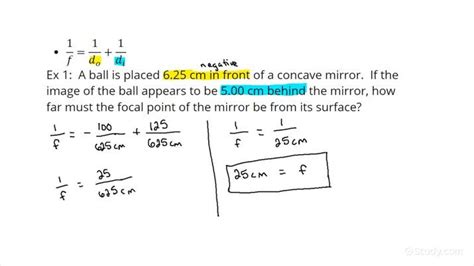 How to Calculate the Focal Point of a Concave Mirror Using the Mirror Equation | Physics | Study.com