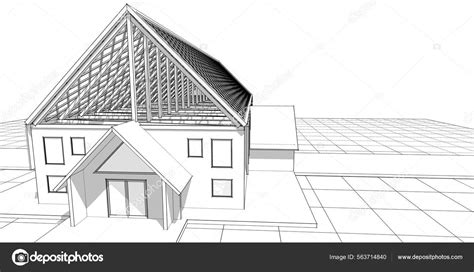 Roof Design House Rendering Stock Illustration by ©SAdesign #563714840