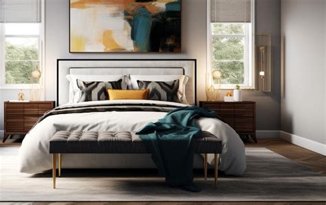 Premium AI Image | Master bed room with black and white bedroom decor Generative AI